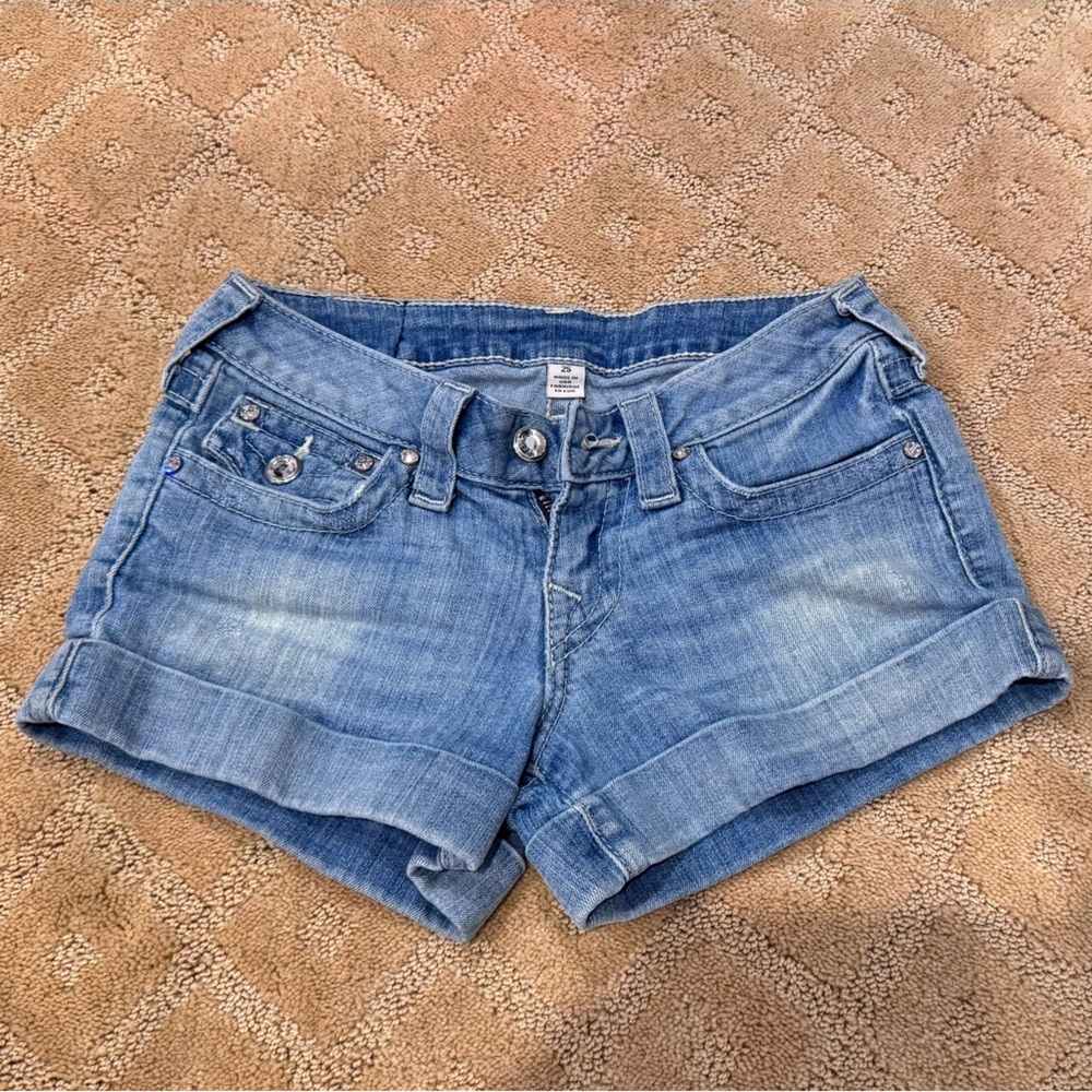 True Religion Denim jeans light Blue Women Shorts size 25